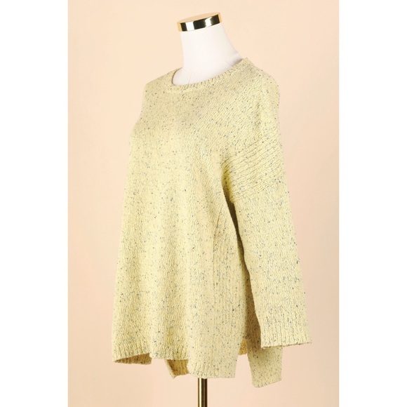 Sz M J.Jill Cotton Marled Flecked Yellow 3/4 Sleeve Knit Pullover GUC - Picture 2 of 4